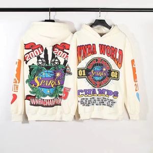 เสื้อมีฮู้ดผ้าเทอร์รี่สไตล์เรโทรสำหรับผู้ชายเสื้อสเวตเชิ้ตทรงบ็อกซี่พิมพ์ลายตัวอักษรสีแนวสตรีทฤดูใบไม้ผลิผ้าฝ้าย100% - Product Image 3