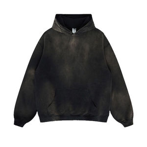 Sweat à capuche de haute qualité pour hommes lourds Style délavé au soleil 100% vêtements en coton pour l'hiver - Product Image 1