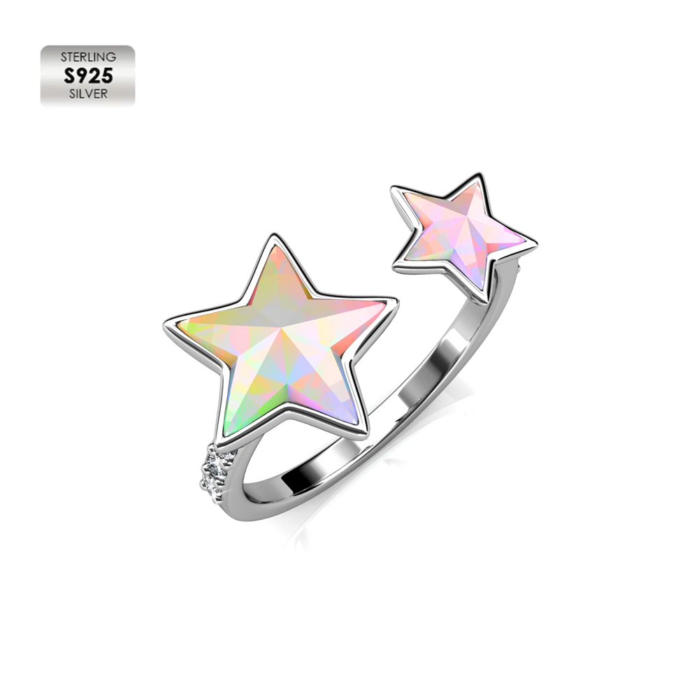 S925 18K white gold plated fashion ring AB