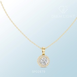 radiant <b>cluster</b> pendant with white round igi certified stones featuring vs plus clarity and f plus color elegant style - Product Image 3