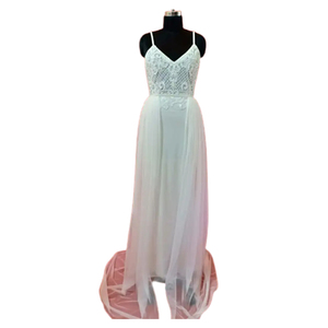 ชุดราตรีลูกไม้แขนกุดผู้หญิง,คอสูงชุดงานพรอมชุดนางเงือกเปลือยหลังพร้อมผ่าสูง - Product Image 3