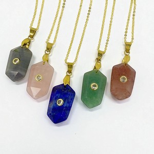 Collier pendentif en argent 925 avec incrustation hexagonale et quartz fraise-Collier à breloques fait main - Product Image 4