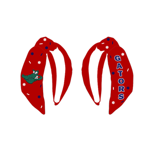 Serre-tête perlé à nœuds thème Derby, broderie main, coton écologique, durable, aspect luxueux pour les saisons festives féminines - Product Image 5