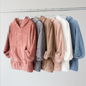 Coral Fleece Soft Elastic Waist <b>Thermal</b> Elegant Spring Autumn Hooded Long Sleeves Pajama Sets Home & Sleep Wear - Product Image 4