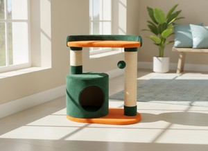Griffoir Amistar de haute qualité à 3 niveaux, écologique, avec grotte forestière pour chats et chatons de toutes races et tailles. - Product Image 2