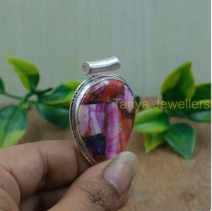 Colgante de Piedra Preciosa de Turquesa Espinosa Azul, Rosa y Naranja de Primera Calidad Natural, Regalo para Esposa o Madre a Precio de Mayoreo por Exportador - Product Image 4