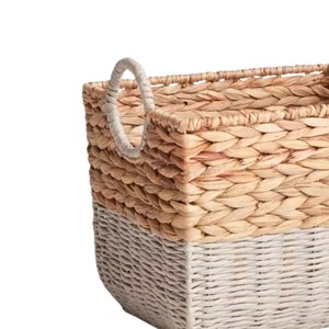 Nouveau Design tissé jacinthe d'eau mélange jonc de mer panier de rangement pour la lessive ou la décoration intérieure en gros fabriqué au Vietnam - Product Image 4