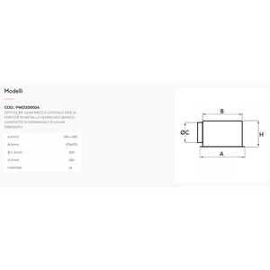 Diffuseur carré hélicoïdal réglable Tecnosystemi DEB à 24 fentes, angle de lame 90°, en acier galvanisé peint blanc, design minimaliste - Product Image 2