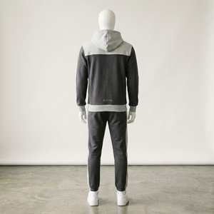 <b>Men</b> Charcoal Gray Color Block Hoodie Tracksuit Set <b>Pullover</b> Sweatshirt Jogger Pants Premium Sportswear Gym Training Running - Product Image 3