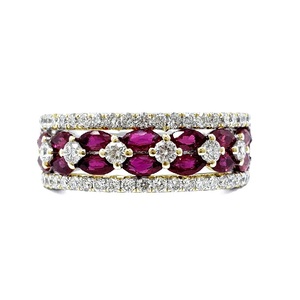 Bagues de mariage classiques en or blanc massif 18 carats avec diamants naturels et rubis, directement de l'usine chinoise, idéales pour un cadeau - Product Image 1