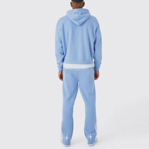 Fabricants de vêtements Pantalons évasés personnalisés pour hommes Impression bouffante 100% coton Ensembles pour hommes grande taille - Product Image 6