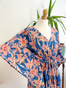 Kaftan Vestido largo de algodón puro estilo Vintage indio verano Kimono Floral playa encubrimiento Digital cómodo maternidad diseño espalda - Product Image 3