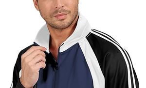 High Quality Custom Logo & Color 2-<b>Pc</b> Men's Tracksuit Breathable Comfortable Eco-Friendly Solid Pattern Clothing - Product Image 4