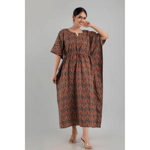 <b>Black</b> Floral <b>Kaftan</b> Maxi Dress Soft & Woven#Casual Ethnic Style-SHKUP1250 - Product Image 1