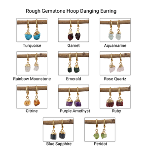 Handmade Trendy <b>Earring</b> Set for Women Natural Raw Rose Quartz for October Birthstone Electroplated <b>Fashionable</b> <b>Hoop</b> <b>Earrings</b> - Product Image 6