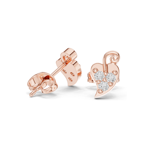 ต่างหูเพชรทรงหัวใจใบไม้ 0.21 กะรัต  VVS-VS EF CVD  ทอง 18KT, 14KT, 10KT และเงิน 925 สีขาว เหลือง และโรสโกลด์ - Product Image 5