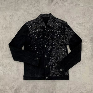 Vestes en jean pour hommes les plus vendues, jeans en denim avec strass, vestes en jean d'hiver personnalisées avec services OEM - Product Image 4