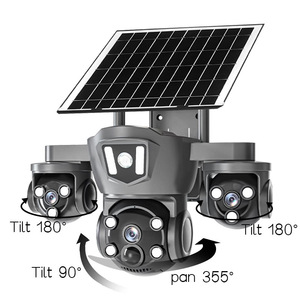 Caméra de sécurité solaire à triple objectif, sans fil, WiFi, IP66, PTZ, pour extérieur, avec panneau solaire - Product Image 4