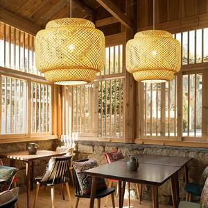 Lustres en bambou de conception asiatique artisanat abat-jour en bambou éclairage à la main en osier rotin lampes suspendues décor à la maison rustique - Product Image 4