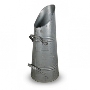 Cubo de ceniza de metal galvanizado con pala y mango Accesorios decorativos para chimenea Estante de almacenamiento de carbón y madera - Product Image 1