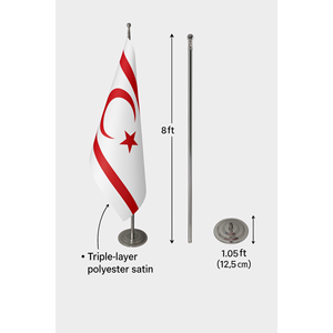 Digital-Printed Official Indoor <b>Flag</b> <b>for</b> Northern Cyprus-3x5ft Aluminum <b>Pole</b> Polyester Banners Cloth Material - Product Image 6