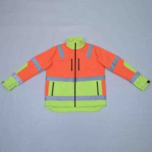 เสื้อกั๊กนิรภัยสะท้อนแสงสีส้ม-เขียวสะท้อนแสง สำหรับคนงานก่อสร้าง แบบซิปเต็มตัว มาตรฐาน ANSI - Product Image 1