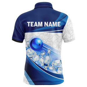 Camisetas de Polo de Bolos Sublimadas con Estampado Personalizado, 100% Poliéster, Secado Rápido, Impermeables, Personalizables para Equipos Masculinos - Product Image 4