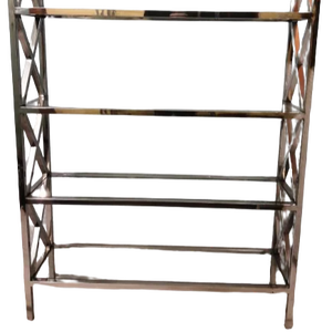 Stainless Steel Multi Cross Book <strong>Shelf</strong> with <strong>5</strong>-tier Slabs in Glass Used for <strong>Display</strong> Racks and Library in Home &amp; Office Furniture - Product Image 1