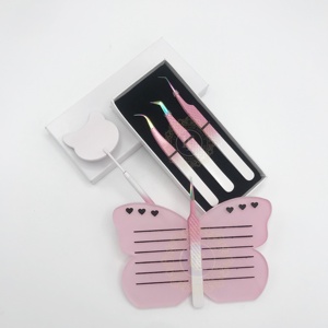 Revêtement en poudre ombré Cils en acier inoxydable Pointe arc-en-ciel Miroir Papillon rose Tuile de cils Motif diamant durable - Product Image 1