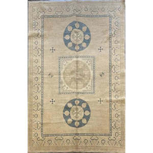 Alfombra tradicional pakistaní anudada a mano de lana natural y algodón de Peshawar 8'9'' X 5'9'' Panr01752 - Product Image 1