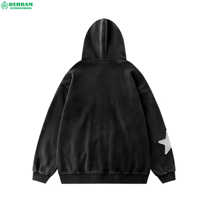 OEM Wholesale Regular Fit Acid Washed Zipper Hoodie Custom Print Distressed Embroidery Patch Logo Heavy Winter Sweatshirt 100% - Product Image 2