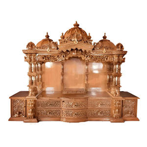 Gran Mandir de Madera Tallada para Sala de Oración con Almacenamiento, Gabinete Artesanal, Tamaño Personalizable, Mandir de Madera para el Hogar, Templo en el Reino Unido - Product Image 1