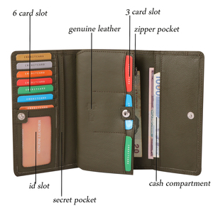 2025 nouveau Design en cuir véritable fermeture éclair portefeuilles pour femmes Logo personnalisé disponible sac à main avec longue longueur fabriqué en inde - Product Image 5