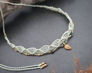 Collier en macramé vintage fait à la main, chaîne à maillons, taille libre, perles unisexes pour cadeau de mariage - Product Image 4