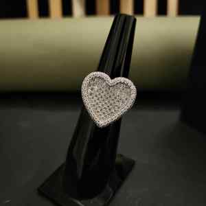 Anillo de Moda con Diseño de Corazón, Estilo Hip Hop, Moissanita Personalizada, Oro Sólido de 14 Quilates, Acero Inoxidable, Certificado IGI, Joyas DOPE - Product Image 1