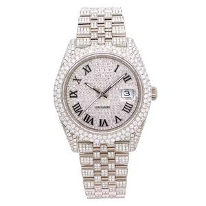 Montre à quartz de luxe pour homme VVS Moissanite Diamond White Montres mécaniques glacées de qualité supérieure Verre analogique - Product Image 1