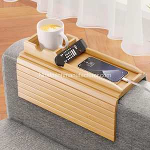 Modern Bamboo Sofa Arm Tray Table with Anti-Slip Design Waterproof Non-Folding Storage Holder for Couch Use - Product Image 3