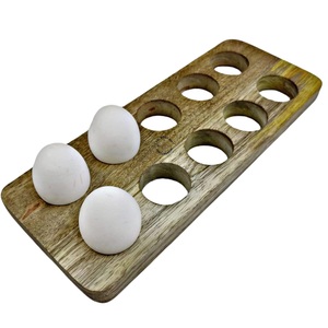 Soporte de madera con doble capa Bandeja de madera para huevos Capacidad para 36 Almacenamiento de bandejas de huevos rellenos frescos para frescos - Product Image 2