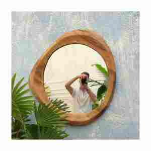 High In Demand With Reasonable Price Handmade <b>Mirror</b> Hair Salon Round Wooden Frame Manufacturer From India With Export Quality - Product Image 4