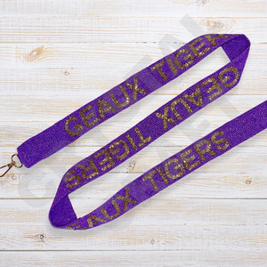 Mardi Gras personalizado oro blanco semilla bolsa de cuentas correas 'Hook Em Horns' accesorio de moda correa de monedero con cuentas - Product Image 2