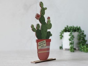 Pots de cactus en bois découpés au laser mignons pour la décoration intérieure étagères de bureau d'angle de travail cadeaux d'anniversaire pour les amis et les enfants - Product Image 4
