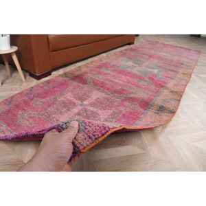 พรมวิ่งสไตล์ตุรกี ขนาด 3.3x10.6 ฟุต พรมขนสัตว์ลายสัตว์สีแดงวินเทจ - Product Image 2