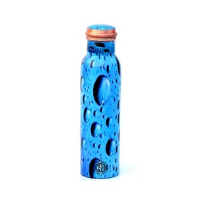 Botella de agua personalizada de cobre puro de 950ml, estilo deportivo con tapa para gimnasio, recorrido al aire libre, beneficios de salud ayurvédicos, decoración impresa para el hogar - Product Image 2
