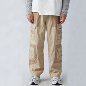 Pantalones cargo de lona informales y unisex de OEM al por mayor, pantalones cargo de algodón lisos personalizados con varios bolsillos de talla grande para hombre - Product Image 2