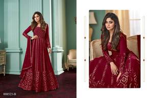 Bollywood inspiré haute broderie coton intérieur travail longue longueur tapis rouge porter Boutique Salwar Kameez - Product Image 4