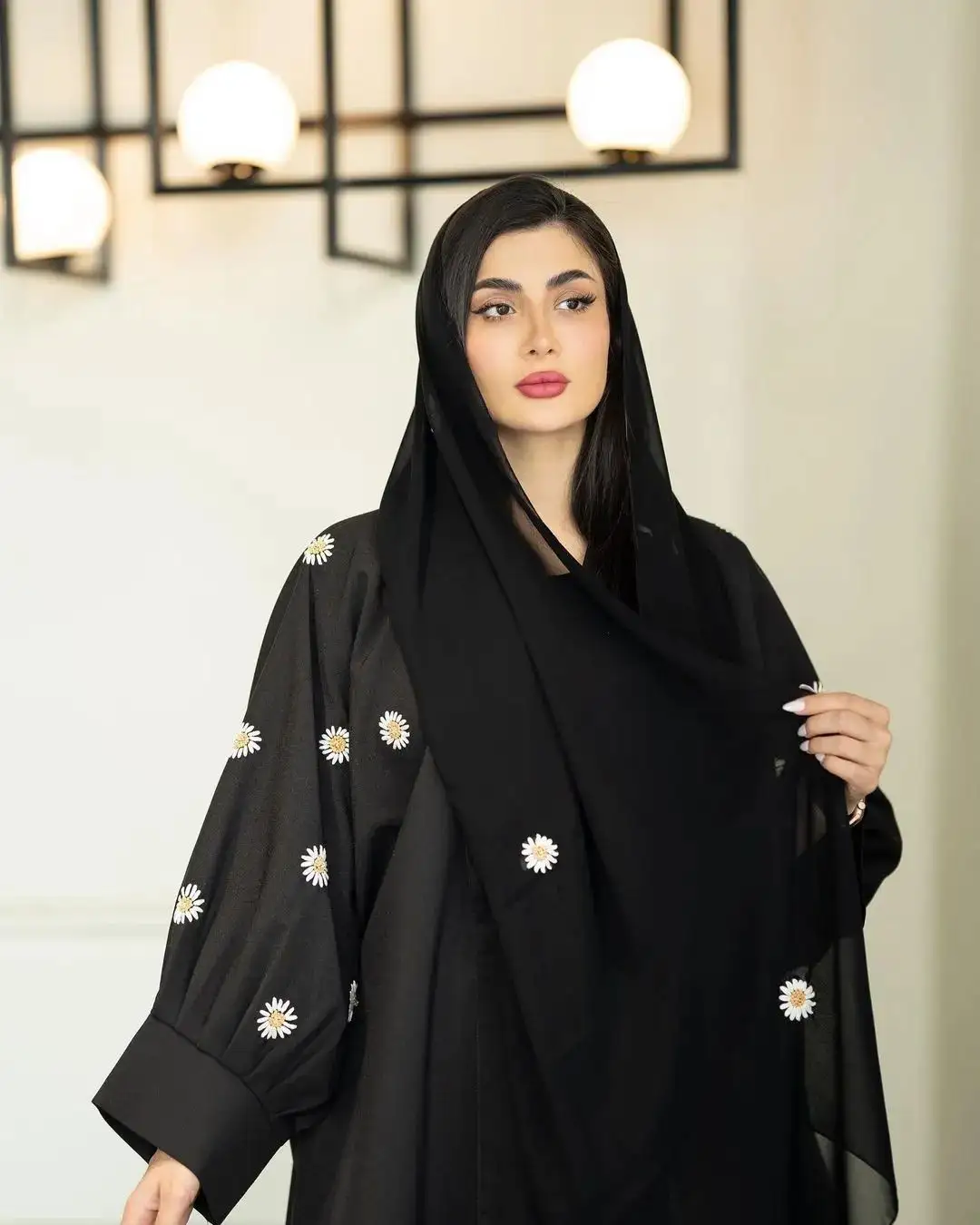 2024สีดำ nidah abaya Eid UL Adha Ramazan ผีเสื้อ farasha Kaftan สำหรับสาวมุสลิมดูไบ