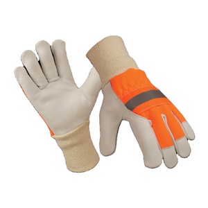 Premium Anti-static Smooth Fluorescent Sheep Grain Skin Leather <b>Driver</b> Assembly Working <b>Gloves</b> Back Knitted Wrist Hand - Product Image 1