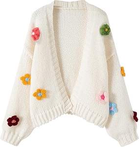 Cardigan Femme de Haute Qualité, Couleur Unie Automne, Tricot Fin Brodé avec Logo et Boutons Décoratifs – Vente en Gros - Product Image 1