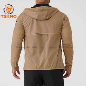 Chaquetas cortavientos con cremallera 1/4 para hombre con logotipo personalizado al por mayor de alta calidad, chaquetas de chándal ligeras con cuello levantado y cremallera para hombre - Product Image 5