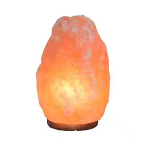 Lámpara de Sal del Himalaya de Cristal Rosa con Base de Pirámide de Madera, Hecha a Mano, Purificador de Aire, Ionizador Natural, Decoración Portátil para el Hogar, Mesa Auxiliar - Product Image 3